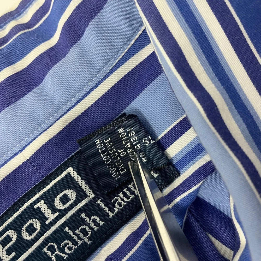Polo Ralph Lauren Men's Striped Shirt L Blue Button Down Long Sleeve Pony Preppy